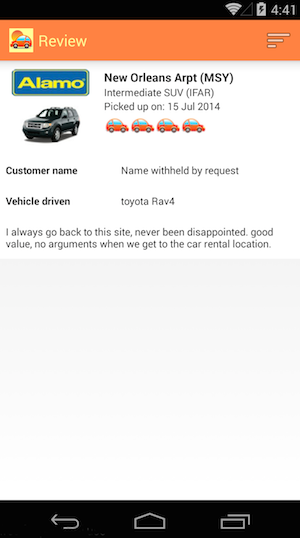 View details of individual customer reviews