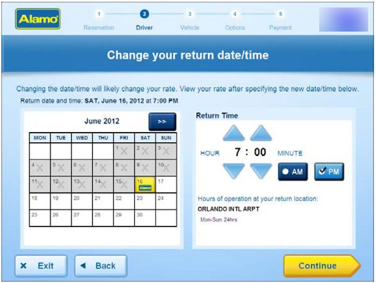 Change return time of your hire car